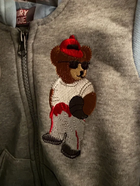 Baby Blue & Gray Kids Matching Hoodie Set with Socks - Picture 5 of 6